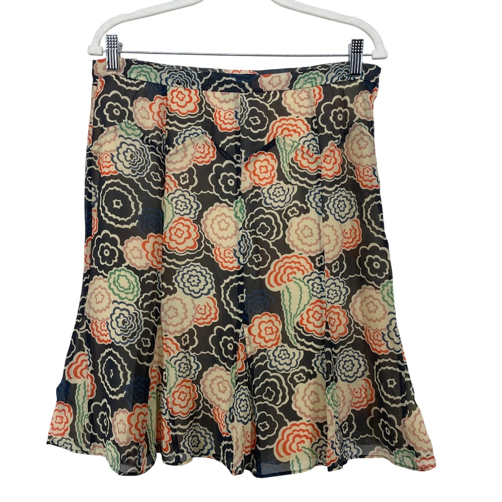Marc Jacobs Size 10 Medium SILK Floral‎ Chiffon Skirt Multi Color Retro A-Line